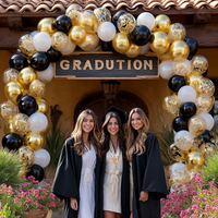 Ensemble de 50 ballons en latex brillant noir, blanc et or de 12 pouces pour décorations d'anniversaire, de mariage et de remise de diplôme