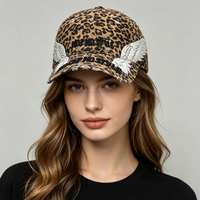 Casquette de baseball brodée ailes d'ange style Y2K streetwear, casquette trucker léopard délavée et usée, NO CAP NO STYLE, casquette hip hop dad hat