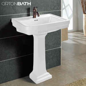 Ortonbath thiết kế hiện đại phòng tắm bệ bồn rửa cổ điển Trắng thủy tinh Trung Quốc sứ Victoria bệ lưu vực với tràn - Product Image 3