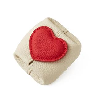 Genuine Leather Heart Coin <b>Purse</b> <b>Cute</b> Color-Block Durable Portable Small Coin Holder Jewelry Bag - Product Image 3