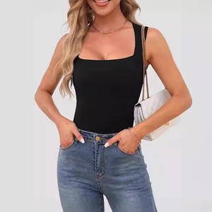 Hot Girl Outer Wear Camisole Vest Mulheres Verão Sem Mangas Off-ombro Praça Neck Thread Shoulder Strap Top Roupas Femininas - Product Image 1