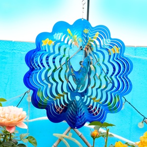 3D Hummingbird Art Deco Wind Chimes for Yard and Garden 12 Inch Multi Color Mandala Metal <b>Elephant</b> Outdoor - Product Image 6