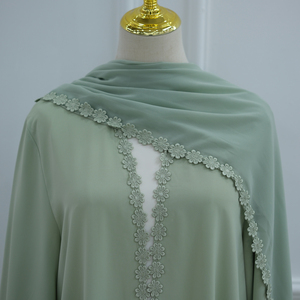 Nouvelle Abaya Loriya 2026 en tissu Nida avec dentelle florale, vêtements islamiques pour femmes, Abaya ouverte, cardigan pour femmes musulmanes avec hijab - Product Image 3