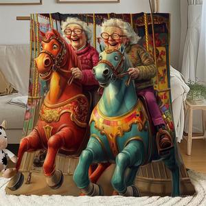 Couverture en flanelle super douce toutes saisons pour <span class=keywords><strong>grand</strong></span>-mère Cartoon pour canapé Couverture chaude pour cheval pour chambre à coucher Couch Camping Naps Cover - Product Image 5