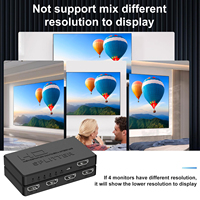 Mini Boîtier Distributeur Audio Vidéo 4 Ports 4K 1x4 Répartiteur Vidéo HDTV Duplication/Mirage d'Écran Alimenté par USB Seulement Plastique ABS