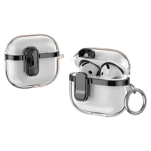 <span class=keywords><strong>Coque</strong></span> de protection pour casque électrolytique <span class=keywords><strong>transparente</strong></span> pour AirPods 2 3 4 Pro 2 housse pour écouteurs avec boucle en métal - Product Image 4