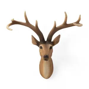樹脂鹿彫刻クリスマス工芸品シミュレーションガーデン野生動物ヘッドハング装飾