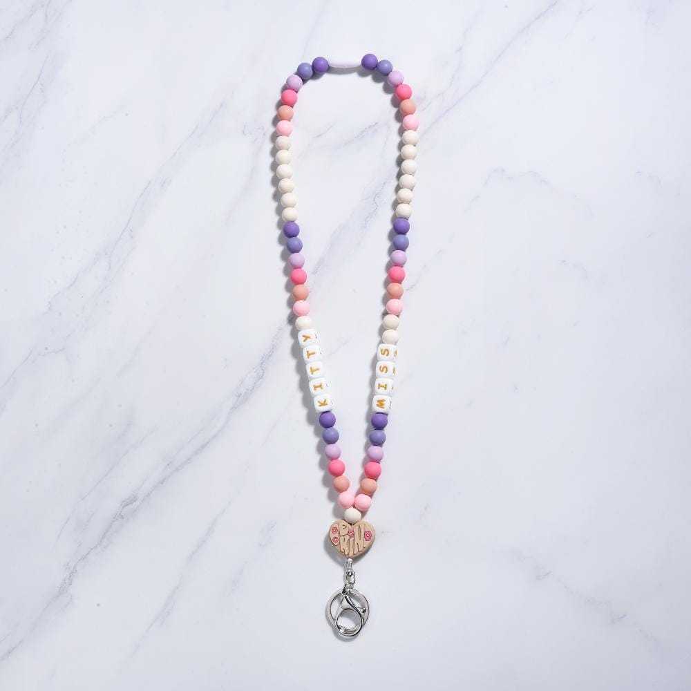 Stacked Books Teacher Lanyard Daisy Bloom Happy Face Smile Be Kind Teacher Lanyard Rainbow Personalized Boho Teacher Lanyard Image 3