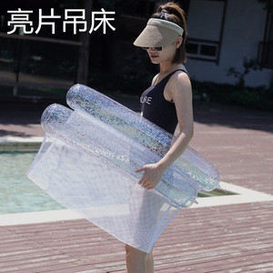 Interesting Life Transparent Sequined Inflatable <b>Hammock</b> 130x70cm Floating Lounger For Adults Pool Use - Product Image 5