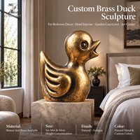 Charmante Sculpture de Canard en Laiton, Finition Bronze Antique, Décoration Animale Personnalisée pour Chambre, Hôtel, Intérieur, Jardin, Cour, Centre Artistique