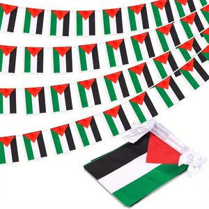 Guirlande de drapeaux palestiniens en polyester 100 % résistant à la décoloration et aux taches, petits drapeaux miniatures pour fêtes scolaires, personnalisables - Product Image 1
