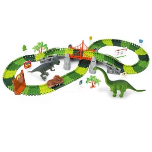 Set de construcción de carril de dinosaurio eléctrico para niños, 182 piezas, juego de pista flexible de dinosaurios - Product Image 1