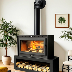 Stufa <span class=keywords><strong>a</strong></span> <span class=keywords><strong>Pellet</strong></span> in Ghisa dal Design Tradizionale, Ecologica e Durevole, con Alimentazione Automatica, Caminetto Idroautoportante per Ville - Product Image 6