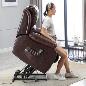 <b>Electric</b> Recliner Chair Single Person Genuine Leather Adjustable Height For Adults And Elderly - Product Image 1