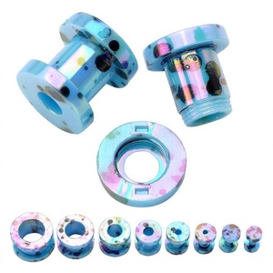 Alisouy 1 Cặp khuyên tai mở rộng cơ thể vít Acrylic trở lại thịt đường hầm Tai cắm cáng 2-12mm in ấn Tai Studs cắm - Product Image 3