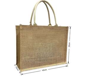 Sac fourre-tout en jute écologique avec accents en coton et poignées en cuir - Product Image 6