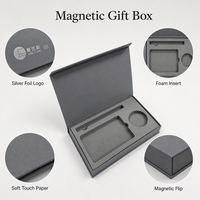 Boîte cadeau magnétique grise personnalisée avec logo en feuille d'argent, insert en mousse, toucher doux, OEM
