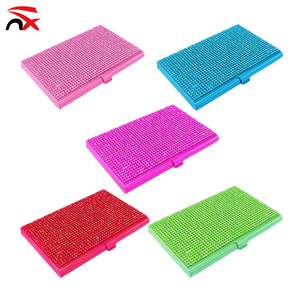 Boîtes de rangement pour cartes de visite en métal à succès avec strass collés - Product Image 1