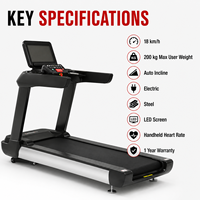 Tapis roulant électrique commercial pliable, directement de l'usine, 200 kg, écran LED, pour salle de sport et musculation