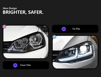 Pour Golf 7 2013-2017, mise à niveau des phares LED, température 8000K, nouveau GTI 12V 72W, compatible avec les automobiles VW