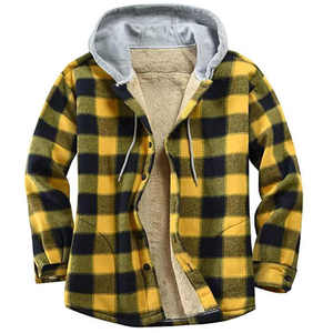 2025 Nieuwe Winter Gewatteerde Geruite Jas Met Knopen En Geruite Jacks Met Lange Mouwen Sherpa Fleece Flanellen Overhemdjack Met Capuchon - Product Image 2
