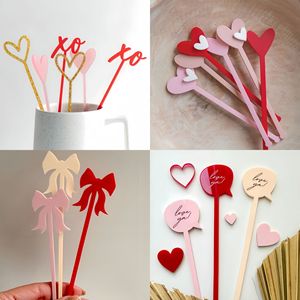 ไม้คนค็อกเทลรูปหัวใจอะคริลิค ลาย XO ขนาด 15 ซม. ของขวัญตกแต่งงานปาร์ตี้วันวาเลนไทน์ - Product Image 5