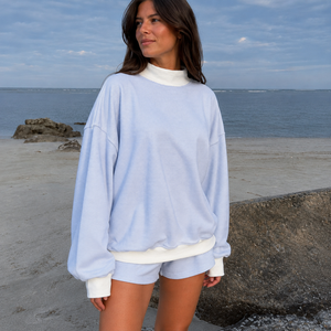 OEM Custom Summer Knitted Heavyweight Polyester/Cotton Women's Oversized Casual <b>Mock</b> <b>Neck</b> Sweatshirt - Product Image 5