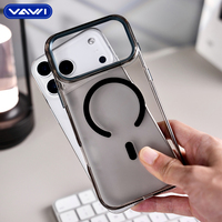 VAWI B086 Housse de protection mobile transparente antichoc avec lentille Cadre en métal I Coque de téléphone pour iPhone 17 16 15 14 13 Pro Max