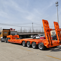 Prix usine Semi-remorque surbaissée 3 ou 4 essieux pour le transport d'excavatrices et d'équipements lourds 60 70 80 tonnes