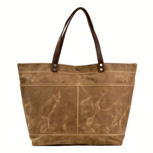 OHeavy Duty Waxed <b>Canvas</b> <b>Tote</b> Bag Duty Waxed <b>Canvas</b> Handle Shoulder Bag, Large Capacity Vintage Travel Work <b>Tote</b> Bag for Women - Product Image 2