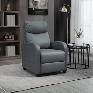 Sillón Reclinable Individual Moderno con Tapicería de Cuero, Estructura Metálica y Ajuste <span class=keywords><strong>Manual</strong></span> - Product Image 2