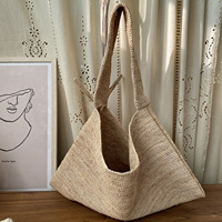 Sac fourre-tout en paille tressé à la main en raphia grande capacité pour femme – Idéal pour l'été, la plage, les vacances, les voyages – Tendance et décontracté