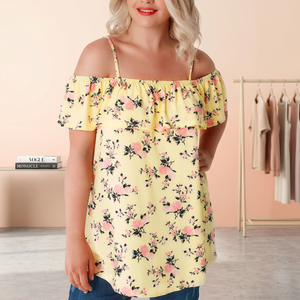 Blusas Casuales de Punto para Mujer, 100% Algodón Ecológico, Manga Corta, Estampado Completo, Estilo Occidental para Verano - Product Image 2