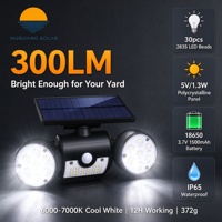 Lampe solaire murale de jardin à 3 têtes chanfreinées, 400LM, 230 LED, à détection de mouvement, contrôle de la lumière, micro-lumière, étanche IP65