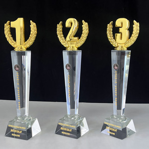 Trofeos de Cristal con Números Metálicos, Premios para Aniversarios de 1, 2 y 3 Años, Trofeo de Cristal con Número MH-J897 - Product Image 1