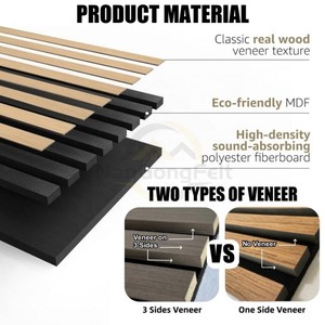 Panneau acoustique en bois à lattes de luxe, panneaux muraux linéaires en bois, traitement acoustique pour la décoration de chambres d'hôtel et de salles KTV, panneau mural acoustique en bois - Product Image 3