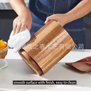Wooden kitchen utensil <b>storage</b> <b>rack</b> organizer box, household kitchen utensil <b>rotating</b> <b>storage</b> box, cosmetic container <b>storage</b> - Product Image 5