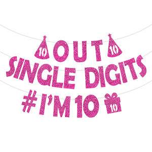 Striscione 'I Am 10' in Carta Fustellata Rosa Brillante Ecologica, Decorazioni per il 10° Compleanno delle Ragazze - Product Image 3
