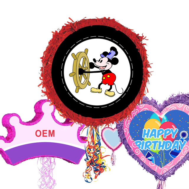 Hot Selling Round Cartoon Mouse Style Light Pinata for Kids Party Decoration All Holiday Indoor Outdoor Use