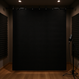 2 pièces 96 x 80 pouces Rideaux insonorisants et absorbants le son avec œillets, noirs, pour studio d'enregistrement musical, occultants pour fenêtres et portes - Product Image 2