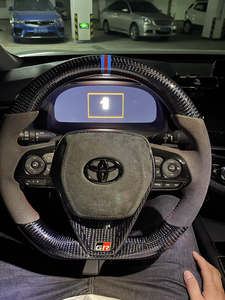 カスタムスポーツスタイルリアルカーボンファイバーレザーステアリングホイールトヨタカローラRav4カムリ2018-2021レーシングデザイン - Product Image 5