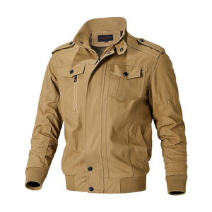 Chaqueta de Motociclista de Lona Recubierta de Poliéster Color Caqui, Casual, Otoñal, para Hombre, Resistente al Viento, para Deportes al Aire Libre, Estilo Safari, con Cuello Alto, Ecológica - Product Image 1