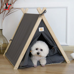 2023 <span class=keywords><strong>cama</strong></span> plegable de lino y madera de algodón para perros y gatos, casa <span class=keywords><strong>Tipi</strong></span>, <span class=keywords><strong>cama</strong></span> para mascotas con dosel extraíble, tienda de sombra - Product Image 6