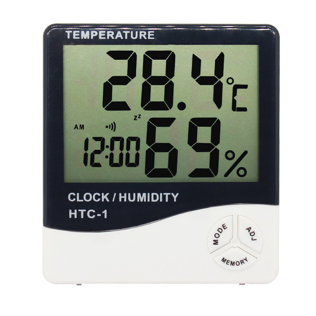 HTC-1 Digital Thermometer Hygrometer Room Temperature Humidity Detector Home Use Humidity Temperature Monitor Large Screen Clock