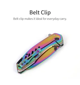 Unique Cool Rainbow Fighting Jungle High Grade Carbon Steel Sharp Cutter Small Pocket Fold Blade Knife