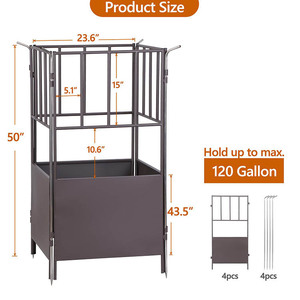 JH-Mech Mangeoire à foin extérieure de 120 gallons de capacité pour le fourrage du bétail Support à foin robuste multifonctionnel et durable stable - Product Image 2
