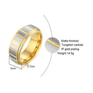 Anelli in Carburo di Tungsteno OBE Disponibili all'Ingrosso, Altamente Lucidati, Placcati in Oro 8mm, Fedi Nuziali per Uomo e Donna - Product Image 2