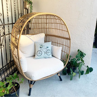 Canapé inclinable d'extérieur nordique une place en rotin plastique durable et lavable pour jardin, cour, balcon et terrasse