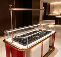 Comptoir et vitrine de présentation de bijoux GZowin avec éclairage LED en verre, couleurs personnalisables - Présentoir de magasin écologique