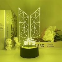 Lampu Malam Akrilik USB B T S Bangtan Boys Foto Grup Logo Merchandise Dukungan Penggemar Cetak Sablon Sutra Warna-warni Berdiri Kpop